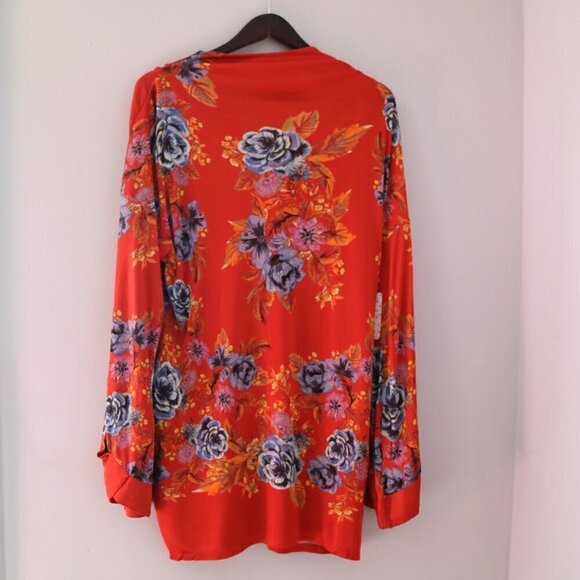 NEW Free People 2AM Long Sleeve Mini Dress Size Small Red Orange Floral Print - Picture 2 of 5